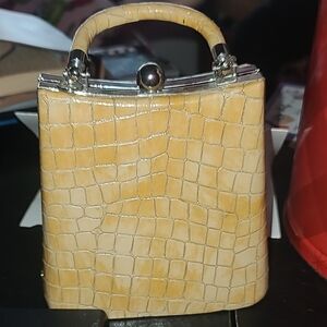 Vintage Elegant Crocodile Pattern Beige Handbag